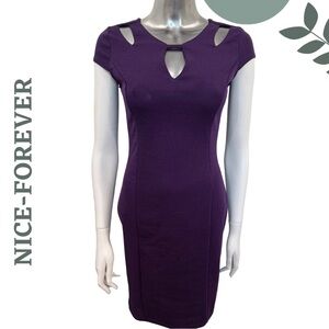 Elegant Purple Cap Sleeve Knit Bodycon Dress by Nice-Forever Size Small